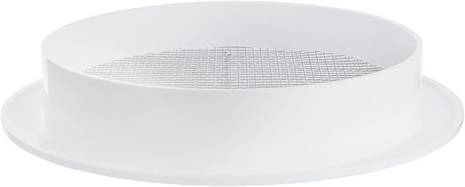 White 5" Inch Round Ventilation Grille with Screen mesh. (Duct 5Ø / Grille 6Ø) Ventilation Applications. Indoor and Outdoor Vent Cover. Available 3 Sizes / 4 Colors.