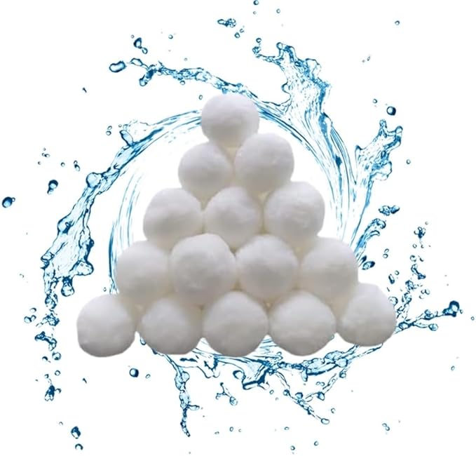 1.54 lbs Pool Filter Ball, for Swimming Pool Sand Filter, Lightweight Reusable Eco-Friendly Fiber Filter Ball, Replaces 50 lbs Pool Filter Sand (1, White)