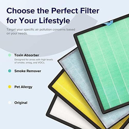 LEVOIT Genuine Vital 100S-P Air Purifier Toxin Absorber Replacement Filter, Supports HEPA Sleep Mode, High-Efficiency Activated Carbon for Removal of Odor, Pollen, Vital 100S-RF-TX, Green, 1 Pack