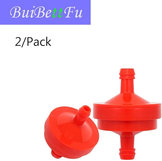 298090 394358 Lawn Mower 1/4" Inline Gas Fuel Filter for B & S BS 394358S 5098K AM38708 7-6572 1/4" Inline Gas 75 Micron Assembly (2/Pack)