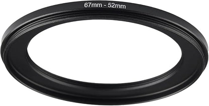 67mm to 52mm Step-up Adapter Rings Filter Adapter Black Metal Step Down Filter Ring Adapter Compatible with All Brand UV CPL ND Camera Lens Filter Stepping Rings (67mm-52mm)