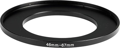 46-67mm Metal Step-Up Ring Adapter Compatible with Mirrorless Cameras DSLR Lens, UV CPL ND Filter Thread Converter, Black