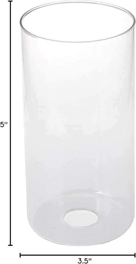 GoLucky Glass Cylinder Shade Accessory - Glass Lamp Fixture Shade Replacement - 1-5/8 Inch Fitter - 3.5"(D) x 5"(H)