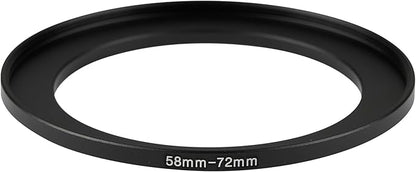 58-72mm Metal Step-Up/Down Ring Adapter Compatible with Mirrorless Cameras DSLR Lens, UV CPL ND Filter Thread Converter, Black