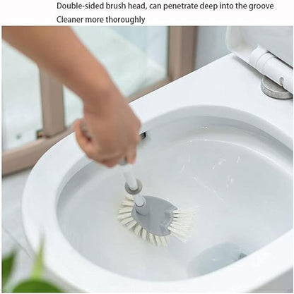 Plastic Toilet Brush，Toilet Bowl Scrubber,Toilet Brush Toilet Brushes and Brush Holders Double Bristles Quick Dry Deep Cleaning Add Long Handle