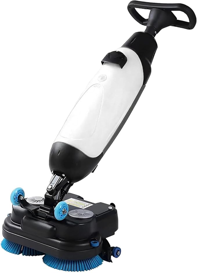 Rechargeable Floor Cleaner and Wet Dry Floor Machine, 17" Commercial Floor Scrubber, Dual-Brush Heads, Cordless Electric Floor Mop Cleaning Capacity 13000 Sqft/H, for Villa Hospital Office White