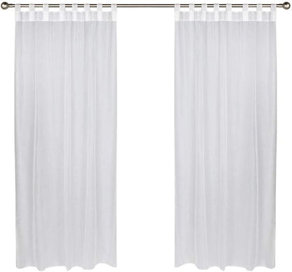 Outdoor De'cor Escape Waterproof Outdoor Sun Filtering Voile Tab Top Curtain, Patios, Gazebos, Privacy, Washable, Fade Resistant, 54" X 96", White