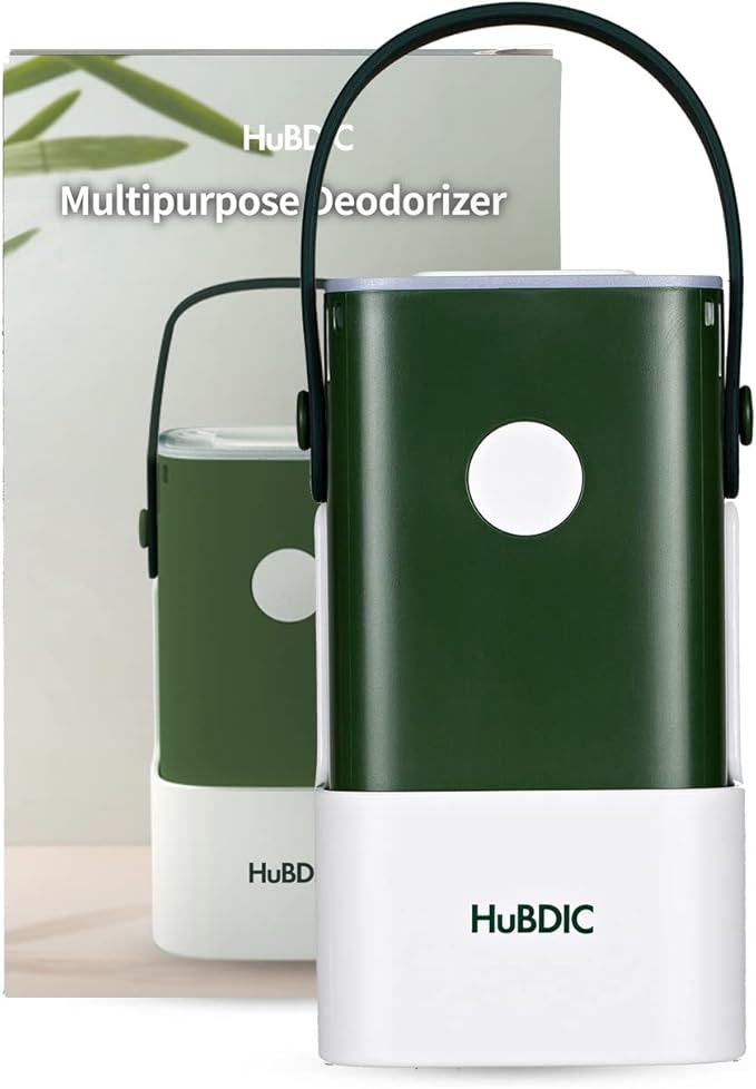 HubiCare Mini Portable Air Purifier - Cordless Air that does not require a HEPA filter & Eliminates Odors - Cars, Pet Litters, & Shoe Closet (Green)