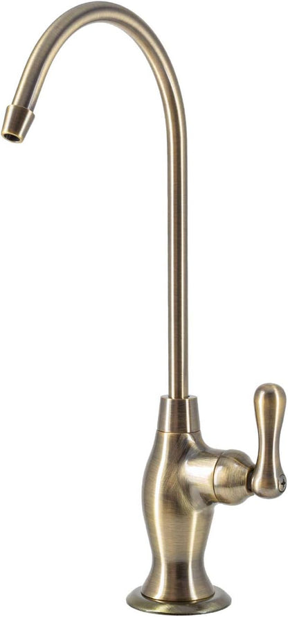 Metpure Non-airgap NSF Certified RO Faucet Reverse Osmosis Drinking Water Filtration System Water Dispenser Spout (Antique Brass). Vase Style with Faucet Wrench
