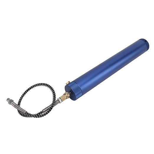 High Pressure Air Filter Oil Water Separator, Compressor Filtration System, 4500psi Aluminium Alloy L340mm OD50mm Blue, Oil Water Filter with Safety Valve for Diving and Industrial
