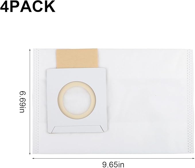 5-Layer Electrostatic Fleece 197903-8 Filter Bags With Rubber Seal For 36V 18V X2 Backpack Vacuum XCV05 XCV09 XCV10 Dust Collection 4-Pack ﻿(4 PACK)