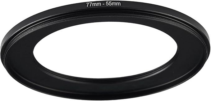 77mm to 55mm Step Up Ring Filter Adapter Black Metal Step up Adapter Rings Compatible with All Brand UV CPL ND Camera Lens Filter Step Down Ring (77mm-55mm)