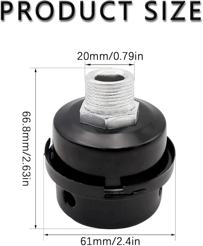 2 Pcs 20mm Air Compressor Silencer Filter, 1/2"Thread Intake Filter Noise Muffler