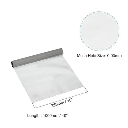 PATIKIL 40" L x 10" W Woven Wire Mesh, 400 Mesh 316L Stainless Steel Air Vent Filter Screen for Window Security Vent Cover Filtration Animals Fence