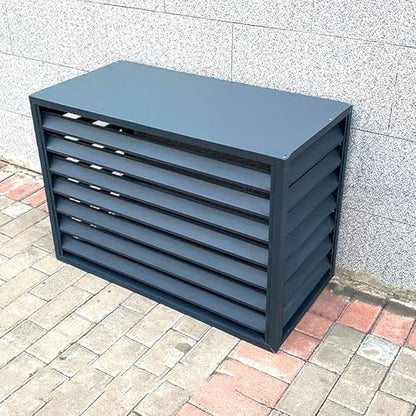 Aluminum Air Conditioner Cover Exterior Air Conditioning Unit Cover Air Conditioner Fence Screen Privacy Fence Trash Can Enclosure Outdoor Condenser Protective (Gray 110x60x80cm)