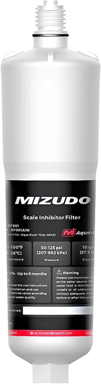 AP431 Replacement Cartridge for Aqua-Pure AP430SS, MIZUDO Whole House Scale Inhibitor, Heater Softener System, Prevents Scale Buildup on Hot Water Heater, Water Softener, 1 Pack