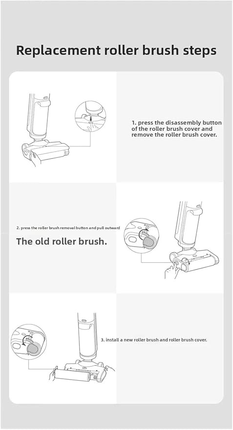 Vacuum Cleaner ，compatible For Xiaomi Mijia， W20 2c/ 4c/ 2lite Cordless Wet Dry Floor Cleaning Machine Scrubber Roller Brush Home Accessories(1pcs)