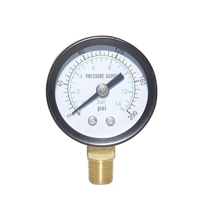 Joywayus Pressure Gauge 0 to 200 PSI Brass 1/8" Male NPT Thread Lower Mount, Multiple Function