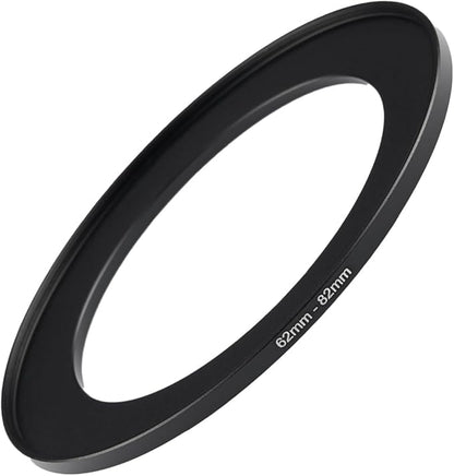 62mm to 82mm Step Up Ring Filter Adapter Black Metal Step up Adapter Rings Compatible with All Brand UV CPL ND Camera Lens Filter Step Down Ring (62mm-82mm)