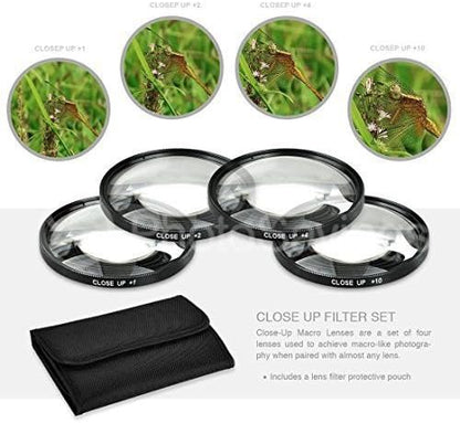49mm Close-Up Filters (+1, +2, +4 and +10 Diopters) for Canon EOS R10, EOS R50, EOS R100 with 18-45mm, EOS M6, EOS M6 II, EOS M50, EOS M50 Mark II, EOS M100, EOS M200 Cameras with 15-45mm Lens