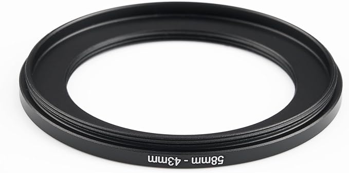 58mm to 43mm Step-Down Ring Filter Adapter,for All Brands UV ND CPL, Metal Ring Step-Down Rings Adapter Filter (58mm-43mm)