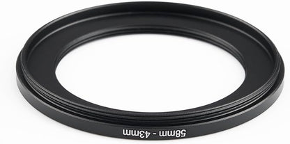 58mm to 43mm Step-Down Ring Filter Adapter,for All Brands UV ND CPL, Metal Ring Step-Down Rings Adapter Filter (58mm-43mm)