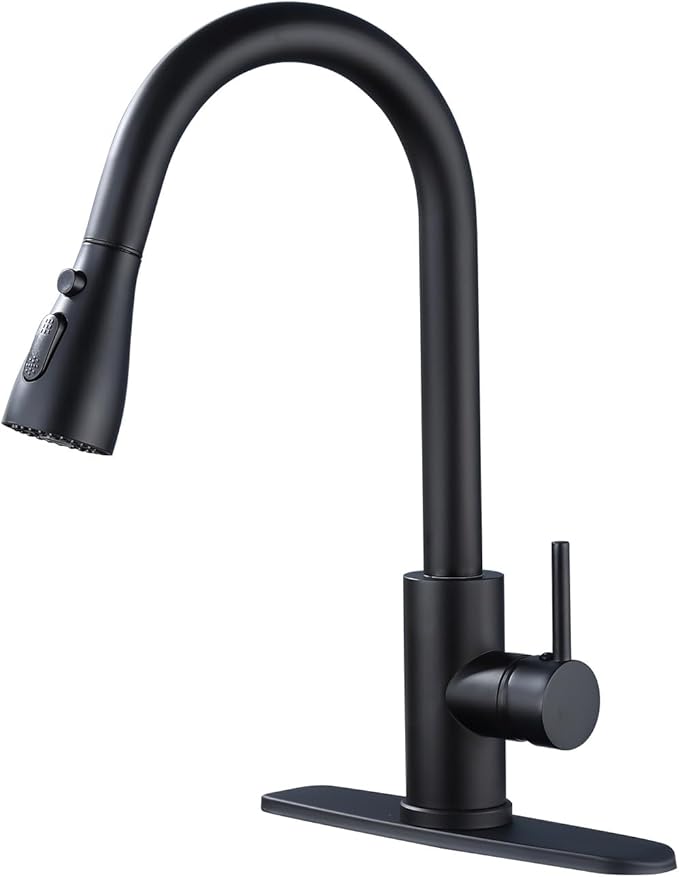 Kitchen Sink Faucet with Pull - Down Sprayer, 2 - Handle 3 - in - 1 Kitchen Sink Filter Faucet, Cold and Hot Mixer Drinking Water Faucet (Classic, Black-2)