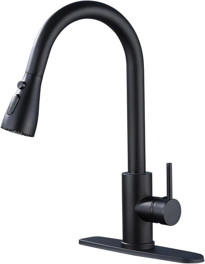 Kitchen Sink Faucet with Pull - Down Sprayer, 2 - Handle 3 - in - 1 Kitchen Sink Filter Faucet, Cold and Hot Mixer Drinking Water Faucet (Classic, Black-2)