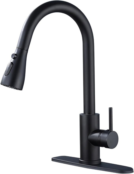 Kitchen Sink Faucet with Pull - Down Sprayer, 2 - Handle 3 - in - 1 Kitchen Sink Filter Faucet, Cold and Hot Mixer Drinking Water Faucet (Classic, Black-2)