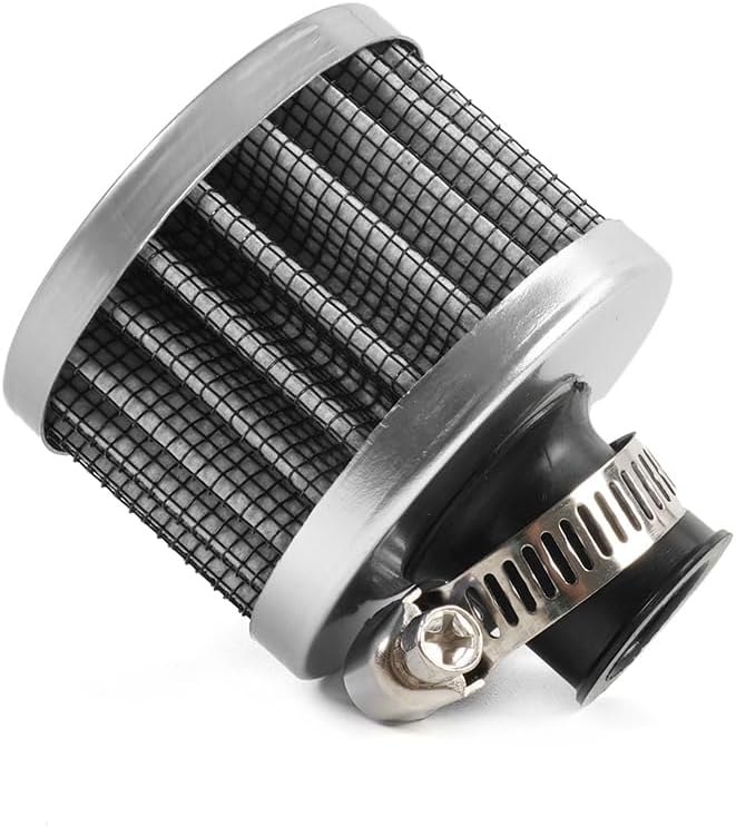 MUGE RACING 2Pcs Air Filter Cold Air Intake Filter Breather 12mm Valve Cover Breather Filter For Car and Motorcycle (Sliver)