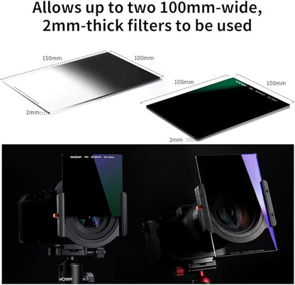 K&F CONCEPT Metal Filter Holder + 8 Filter Adapter Rings (49/52/58/62/67/72/77/82mm) for Square Lens Filter