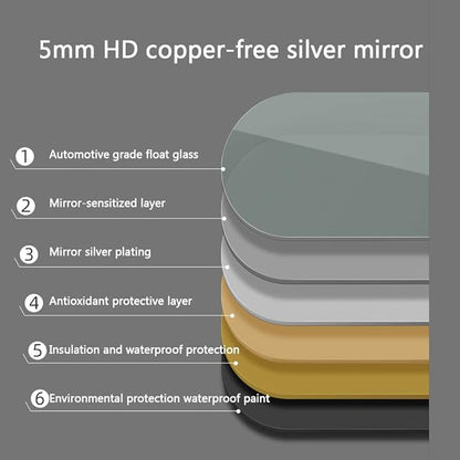 LED Illuminated Bathroom Mirror with Stepless Dimming Switch, Wall-Mounted Vanity Mirror, Demister Pad, for Makeup Cosmetic Shaving