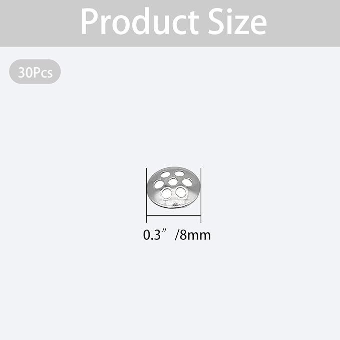 30Pcs 0.3”/8mm Pipe Screen Filters, Stainless Steel Concave Honeycomb Screens with 7 Holes, Reusable Small Mesh Filter for Plumbing Applications