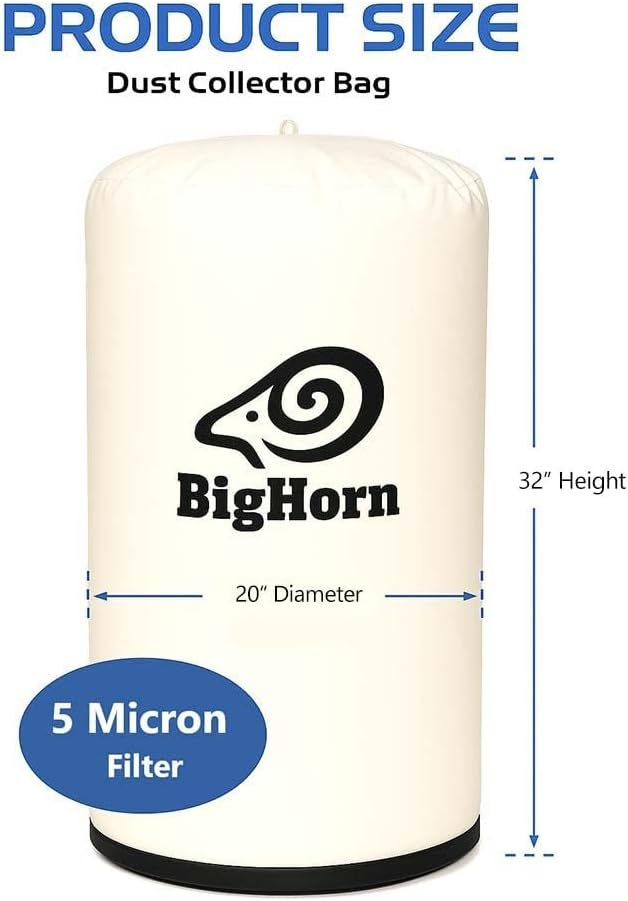 Big Horn 11768 20 Inch Dia 5 Micron Dust Filter Bag 20 Inch x 32 Inch Long Replaces OEM# A04526, A04496, 708698