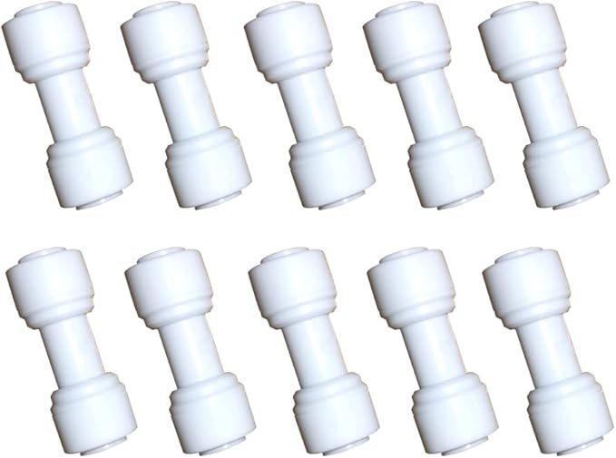 1/4 inch O.D. Tube Straight Union Quick Connect fittings RO Water Filters set of 10.