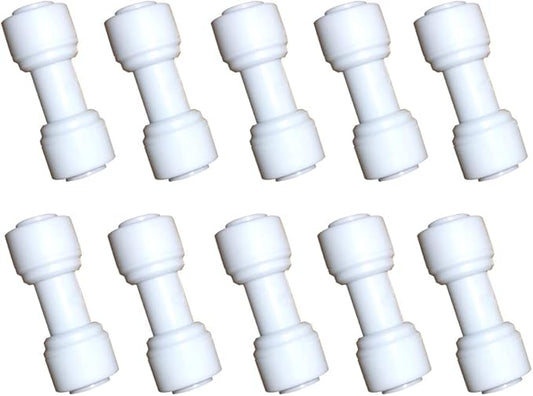 1/4 inch O.D. Tube Straight Union Quick Connect fittings RO Water Filters set of 10.