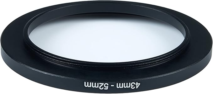 43mm to 52mm Step-Up Ring Filter Adapter for All Brands UV ND CPL Metal Ring Step-Up Rings Adapter Filter (43mm-52mm)