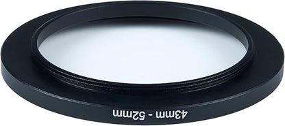 43mm to 52mm Step-Up Ring Filter Adapter for All Brands UV ND CPL Metal Ring Step-Up Rings Adapter Filter (43mm-52mm)