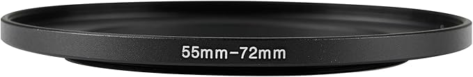 55-72mm Metal Step-Up/Down Ring Adapter Compatible with Mirrorless Cameras DSLR Lens, UV CPL ND Filter Thread Converter, Black