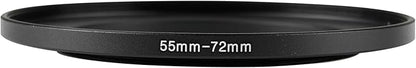 55-72mm Metal Step-Up/Down Ring Adapter Compatible with Mirrorless Cameras DSLR Lens, UV CPL ND Filter Thread Converter, Black
