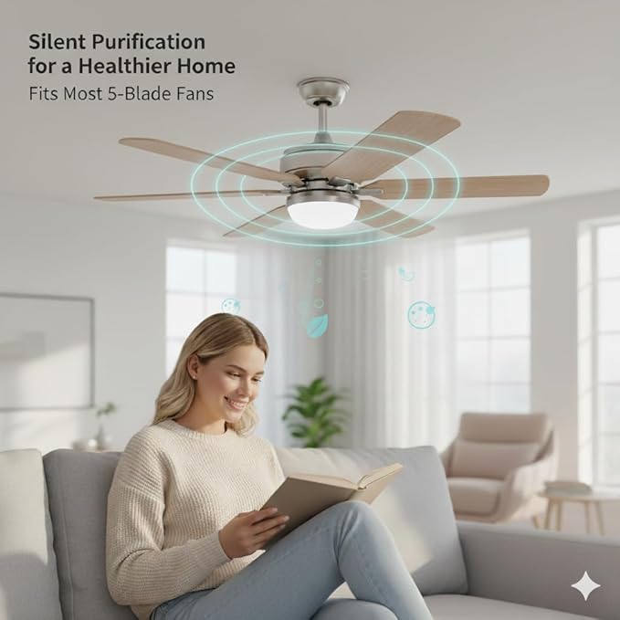 10-Pack Ceiling Fan Blade Filters with Activated Charcoal - Odorless Coconut Shell Carbon Air Purifier Pads, Dust Catcher for Ceiling Fans, Compatible with Most Models