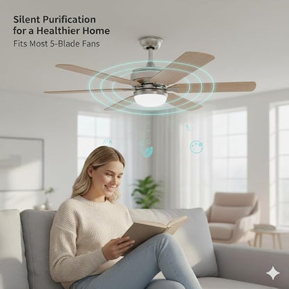 10-Pack Ceiling Fan Blade Filters with Activated Charcoal - Odorless Coconut Shell Carbon Air Purifier Pads, Dust Catcher for Ceiling Fans, Compatible with Most Models