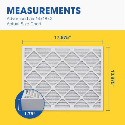 Aerostar 14x18x2 MERV 11-6 Count - Pleated Furnace & Air Conditioner Filters - Removes Dust, Cold & Flu Germs, Lint, Mold, Pet Dander, Allergy-Causing Pollen, Smog & Smoke