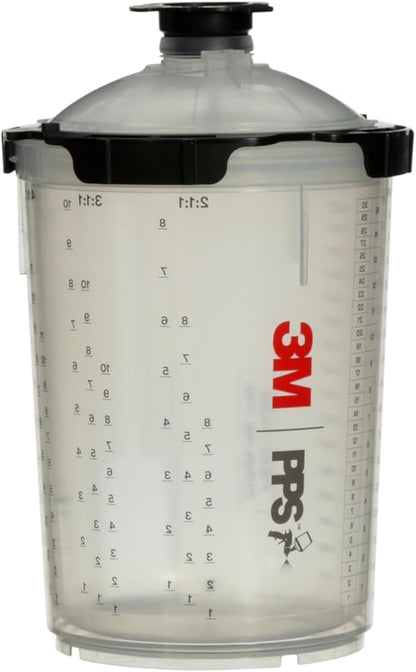3M PPS 2.0 Spray Gun Cup, Lids and Liners Kit, 26024, Large, 28 Ounces, 200-Micron Filter, Use for Cars, Furniture, House and More, 1 Paint Cup, 50 Disposable Lids and Liners, 32 Sealing Plugs