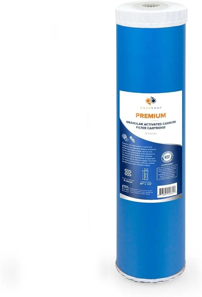 Aquaboon 5 Micron 20 x 4.5 Premium Granular Activated Carbon Water Filter Cartridge Replacement - GAC Filter Compatible with AP117, GAC-10, 1 Pack