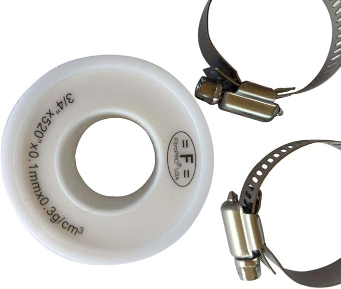 FibroPool Professional Pool Filter Hose Replacement Kit – 1.5" 6 Foot Hose 2 Pack with Reinforced Cuffs, Adapters, Clamps & PTFE Tape – Durable, Leak-Resistant, Universal Compatibility