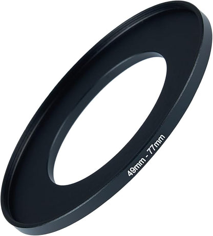 49mm to 77mm Step-up Adapter Rings Filter Adapter Black Metal Step Down Filter Ring Adapter Compatible with All Brand UV CPL ND Camera Lens Filter Stepping Rings (49mm-77mm)