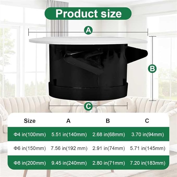 Soffit Vents 4 Inch, Round Exhaust Air Vent Cover with Built-in Fly Screen for Bathroom Kithchen Office Home, White 2P 100mm
