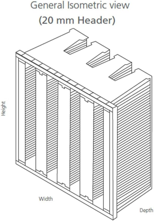 Mini Pleat Rigid Microglass V-Bank Air Filter 20x16x12 (3V) – MERV 14 ASHRAE 52.2 High-Efficiency HVAC Filter for Commercial, Industrial, Hopsitals & Cleanroom Use