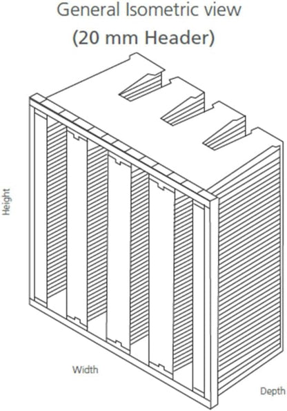 Mini Pleat Rigid Microglass V-Bank Air Filter 20x16x12 (3V) – MERV 14 ASHRAE 52.2 High-Efficiency HVAC Filter for Commercial, Industrial, Hopsitals & Cleanroom Use